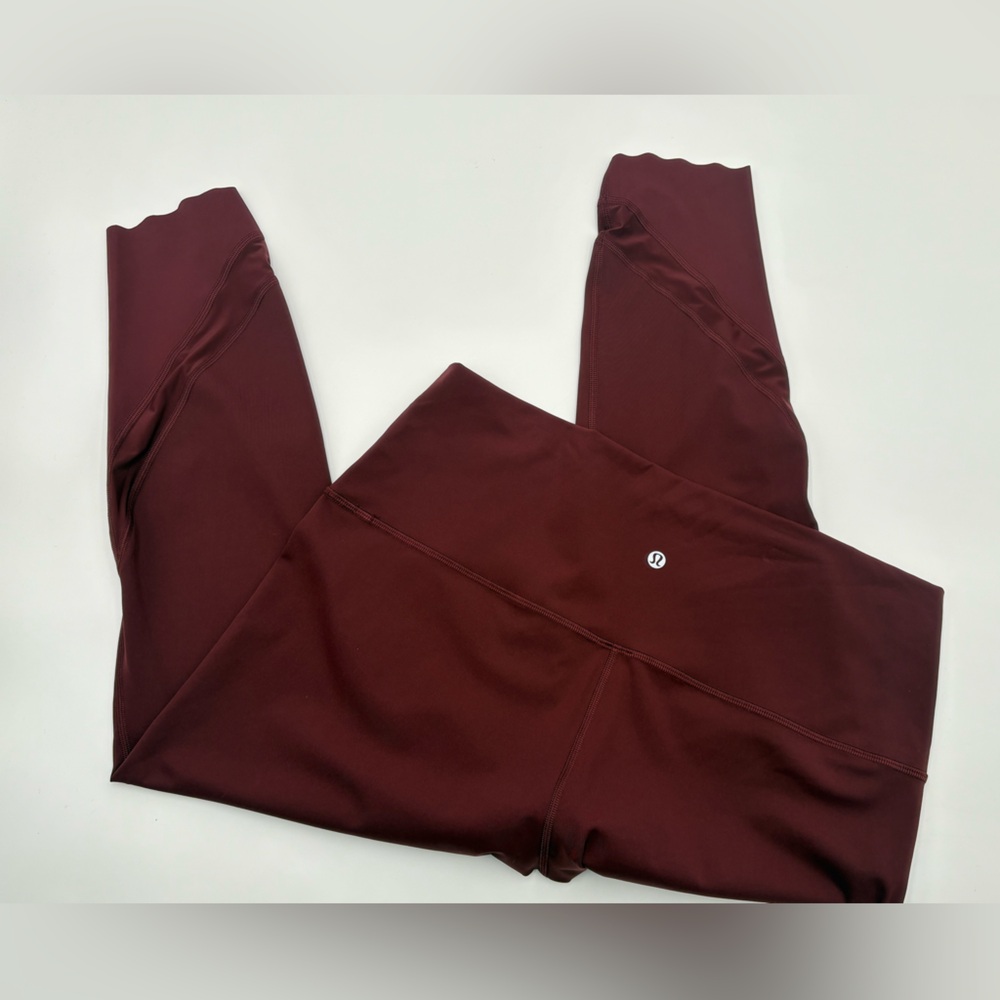 Lululemon Wunder Under Scallop Leggings Size 16 Red Merlot‎ 23” Crop - Picture 7 of 14